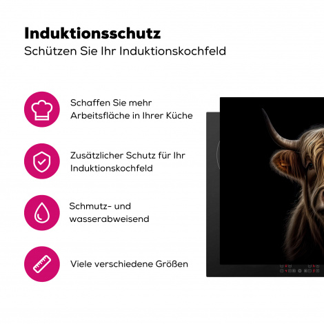 Herdabdeckplatte - Tiere - Schottischer Highlander - Kuh - Porträt - Schwarz-3