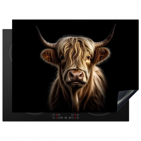 Inductiebeschermer - Dieren - Schotse hooglander - Koe - Portret - Zwart