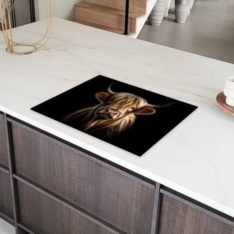 Inductiebeschermer - Dieren - Schotse hooglander - Koe - Portret - Zwart-6