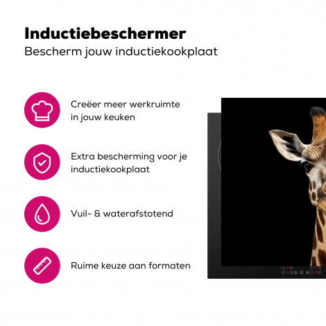 Inductiebeschermer - Dieren - Giraf - Portret - Zwart-3