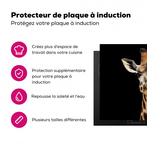 Protège-plaque à induction - Animaux - Girafe - Portrait - Noir-3