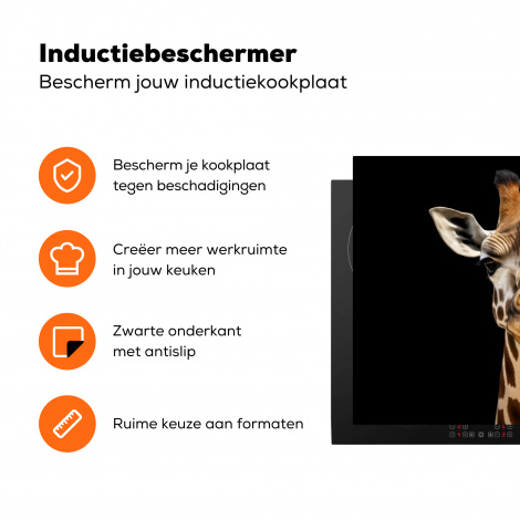 Inductiebeschermer - Dieren - Giraf - Portret - Zwart-3