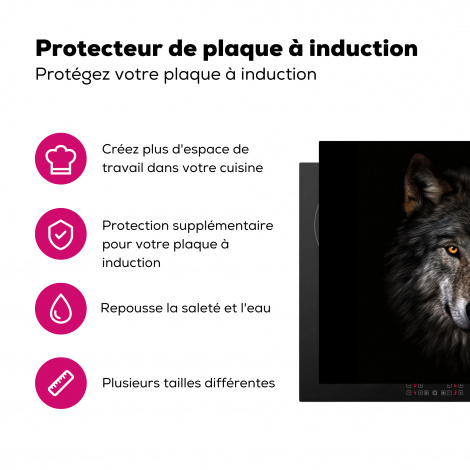 Protège-plaque à induction - Faune - Loup - Portrait - Noir-3