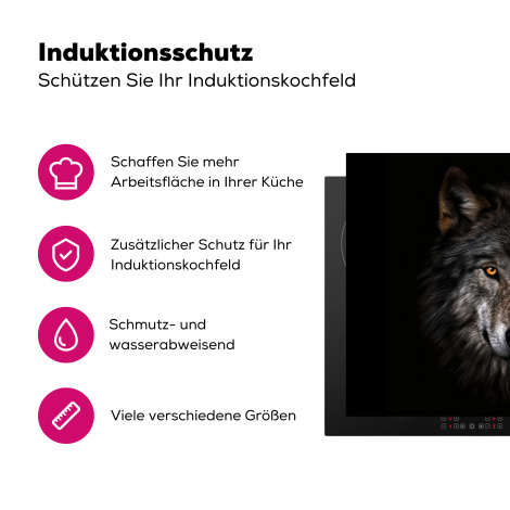 Herdabdeckplatte - Wildtiere - Wolf - Porträt - Schwarz-3