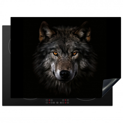 Herdabdeckplatte - Wildtiere - Wolf - Porträt - Schwarz