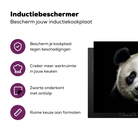 Inductiebeschermer - Dieren - Panda - Portret - Zwart - Pandabeer-3