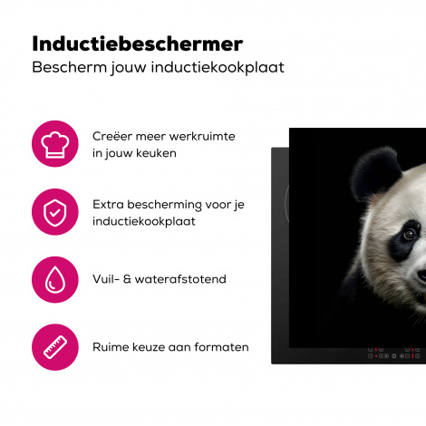 Inductiebeschermer - Dieren - Panda - Portret - Zwart - Pandabeer-3