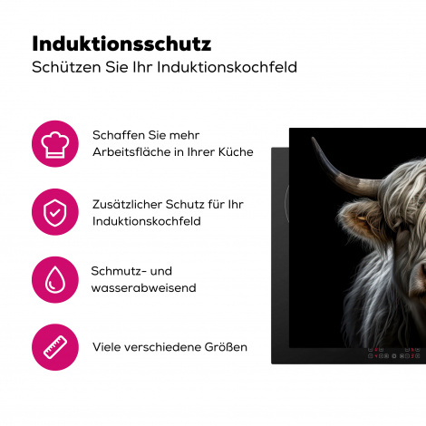 Herdabdeckplatte - Schottischer Highlander - Tiere - Kühe - Porträt - Schwarz-3