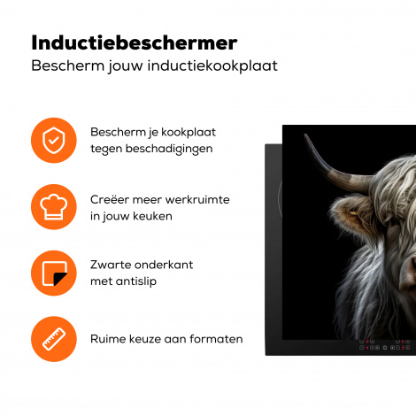 Inductiebeschermer - Schotse hooglander - Dieren - Koeien - Portret - Zwart-3