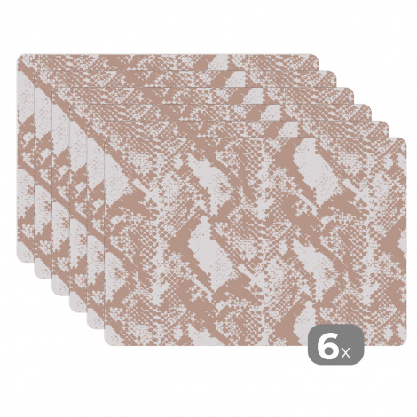 Premium placemats (6 stuks) - Dierenprint - Slang - Vormen - Pastel - 45x30 cm