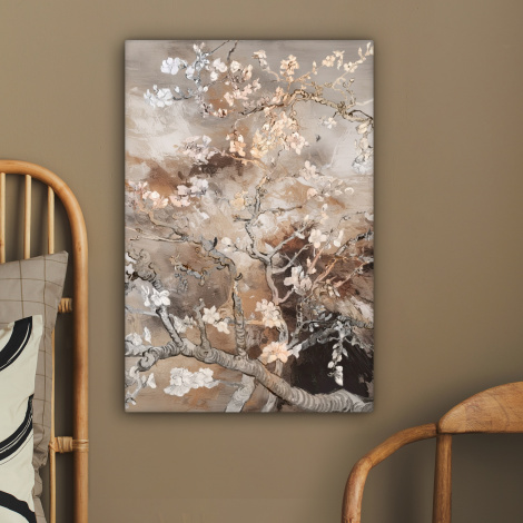 Canvas schilderij - Amandelbloesem - Kunst - Van Gogh - Beige - Abstract-2