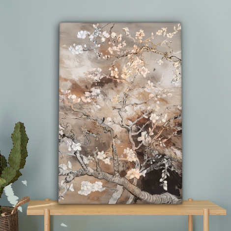 Canvas schilderij - Amandelbloesem - Kunst - Van Gogh - Beige - Abstract-4