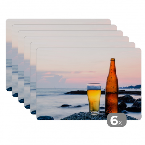 Premium placemats (6 stuks) - Bier aan zee - 45x30 cm-1
