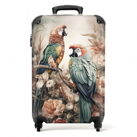 Koffer - Papegaaien - Vogels - Natuur - Bloemen