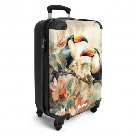Koffer - Illustratie van twee toekans op een tak-2