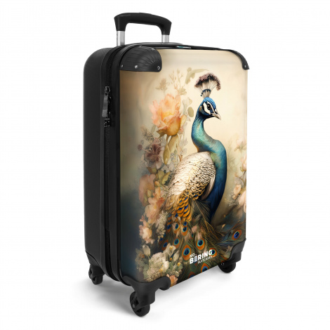 Koffer - Gedetailleerde blauwe pauw met gouden gloed-2