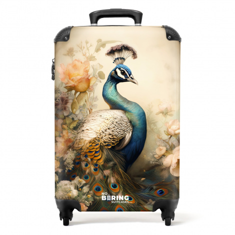 Koffer - Gedetailleerde blauwe pauw met gouden gloed