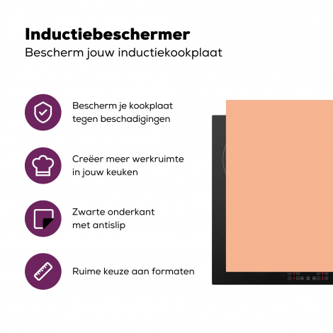 Inductiebeschermer - Abrikoos - Roze - Pastel - Effen - Oranje-3