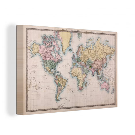 Canvas - Wereldkaart - Vintage - Wereld