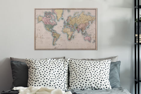 Canvas schilderij - Wereldkaart - Vintage - Wereld-3