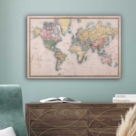 Leinwandbild - Weltkarte - Vintage - Welt-4