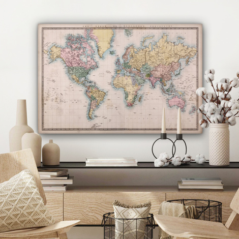 Leinwandbild - Weltkarte - Vintage - Welt-3