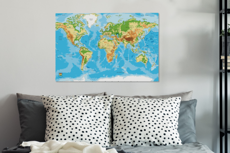 Canvas - Wereldkaart - Atlas - Kleuren-3
