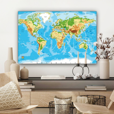 Canvas schilderij - Wereldkaart - Atlas - Kleuren-3