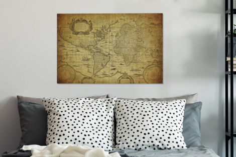 Canvas - Wereldkaart - Vintage - Geschiedenis-3