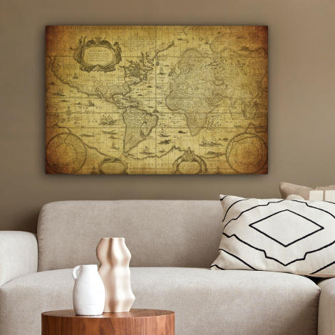 Canvas schilderij - Wereldkaart - Vintage - Geschiedenis-2