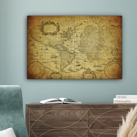 Canvas schilderij - Wereldkaart - Vintage - Geschiedenis-4
