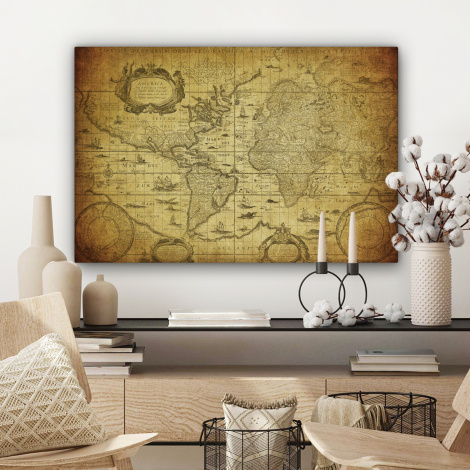 Canvas schilderij - Wereldkaart - Vintage - Geschiedenis-3