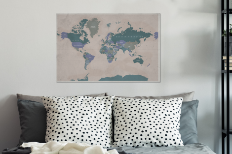 Leinwand - Weltkarte - Vintage - Lila-3