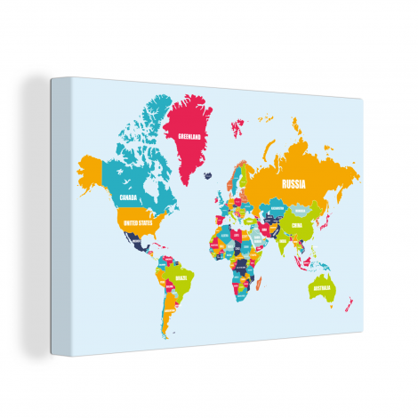 Canvas schilderij - Wereldkaart - Kleuren - Letters-1