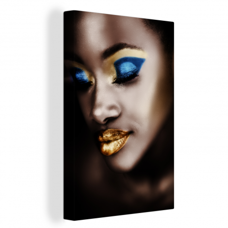 Canvas schilderij - Black and Gold - Vrouw - Make up