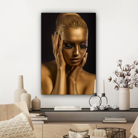 Leinwandbild - Gold - Frau - Schwarz und Gold-3