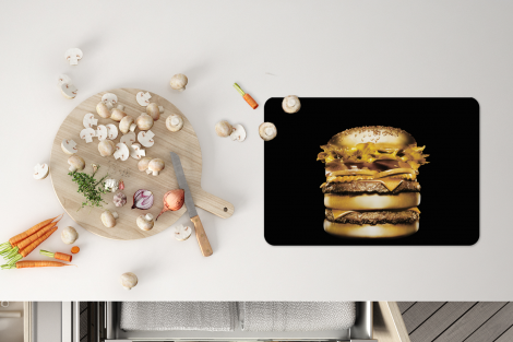 Premium placemats (6 stuks) - Gouden hamburger op een zwarte achtergrond. - 45x30 cm-thumbnail-4