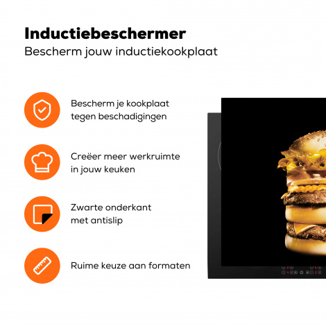 Inductie beschermer - Gouden hamburger op een zwarte achtergrond.-3