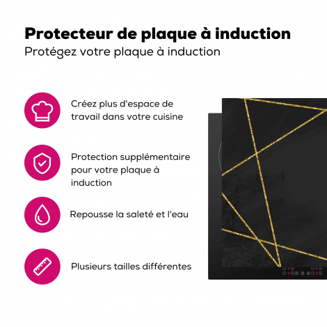 Protège-plaque à induction - Motif géométrique de lignes dorées sur un fond noir-3