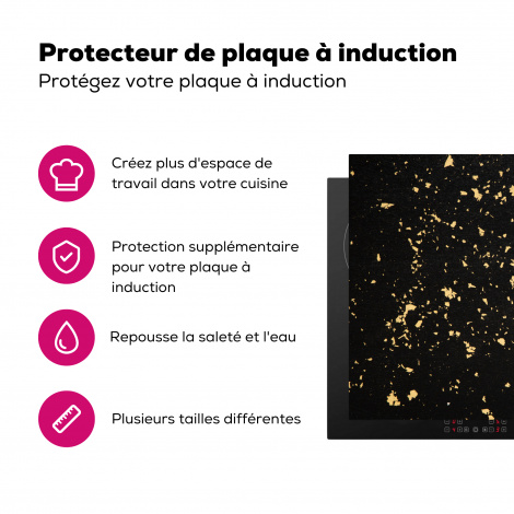 Protège-plaque à induction - Flocons d'or sur fond noir-3