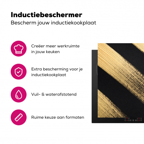 Inductiebeschermer - Gouden verfstrepen op een zwarte achtergrond-3