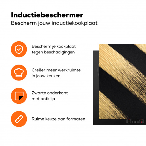 Inductie beschermer - Gouden verfstrepen op een zwarte achtergrond-3