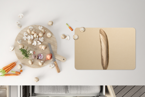 Premium placemats (6 stuks) - Goud geverfde veer op een gouden achtergrond - 45x30 cm-4