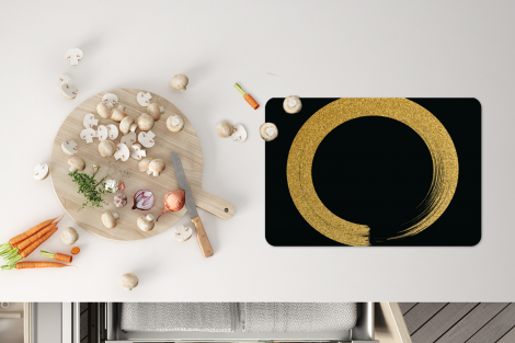 Premium placemats (6 stuks) - Cirkel van gouden glitter op een zwarte achtergrond - 45x30 cm-4