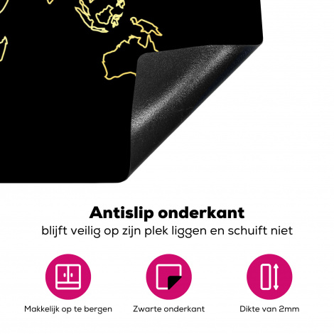 Inductiebeschermer - Gouden wereldkaart op een zwarte achtergrond-4