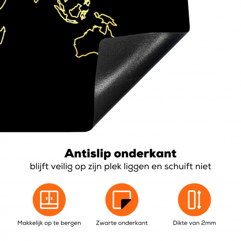 Inductie beschermer - Gouden wereldkaart op een zwarte achtergrond-4