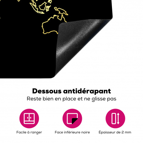 Protège-plaque à induction - Carte du monde en or sur fond noir-4