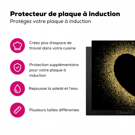 Protège-plaque à induction - Cœur doré sur fond noir-3