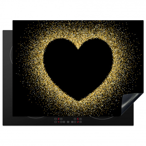 Herdabdeckplatte Goldenes Herz auf schwarzem Hintergrund