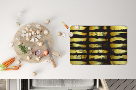 Premium placemats (6 stuks) - Gouden strepen op een zwarte achtergrond - 45x30 cm-4
